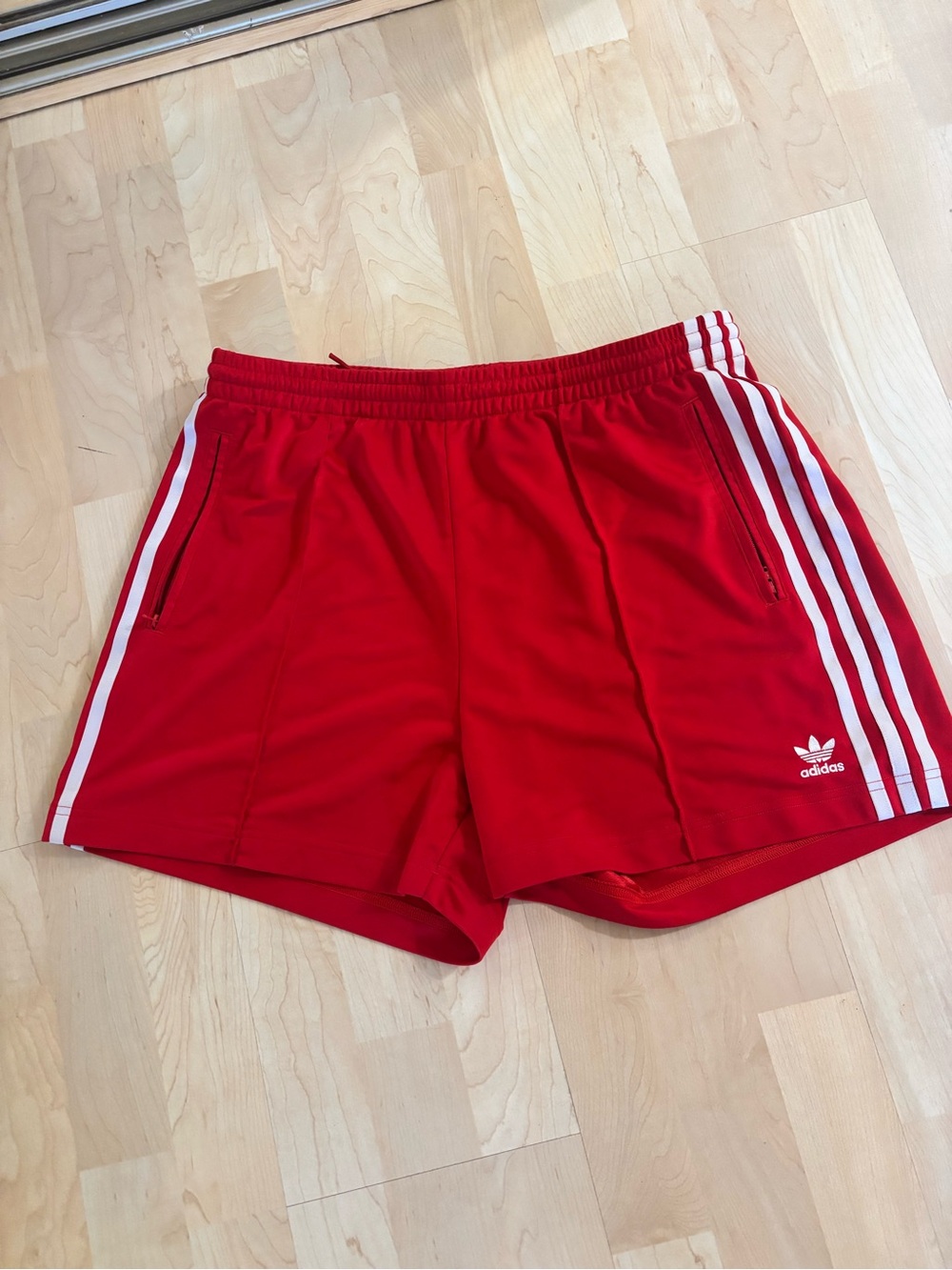 Adidas Red 3-Stripes Women’s Athletic Shorts